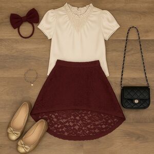 American Rag Burgundy Lace High-Low Skirt